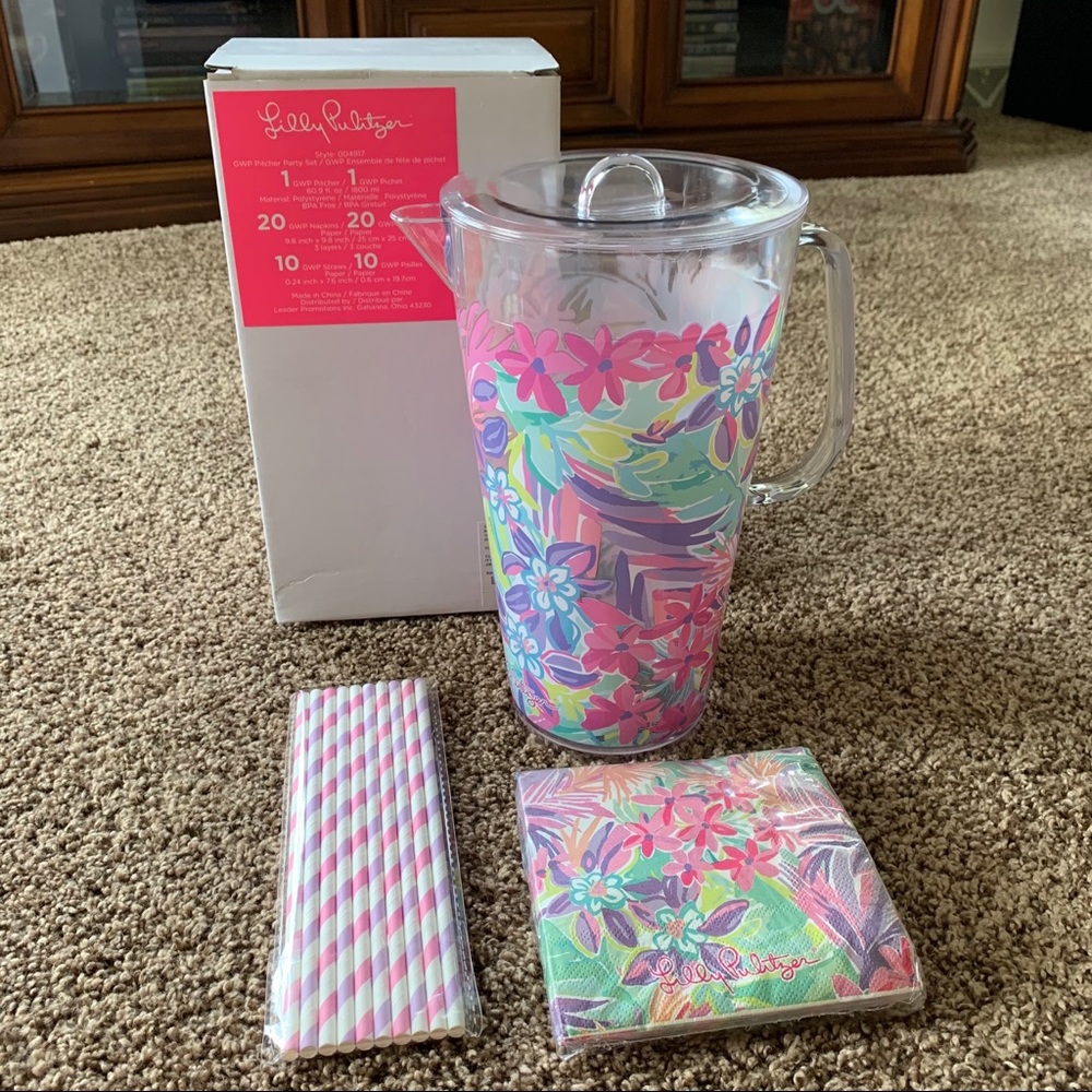 NEW Lilly Pulitzer Pitcher Party Set - Picture 2 of 11